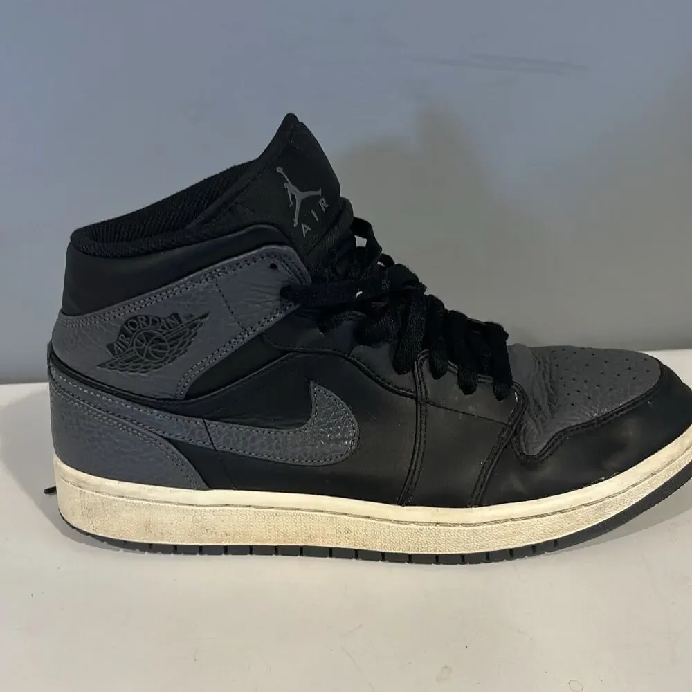 Nike Air Jordan 1 Mid Black Dark Grey‎ White Shadow Shoes 554724-041 Men Size 9